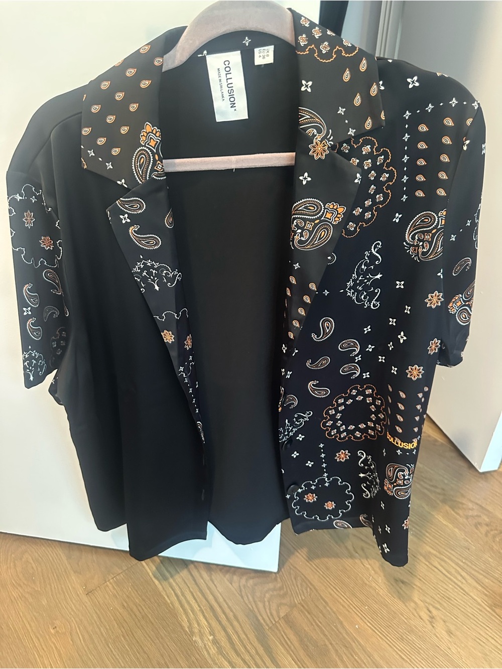 Collision Black Bandana Print Short Sleeve Blazer